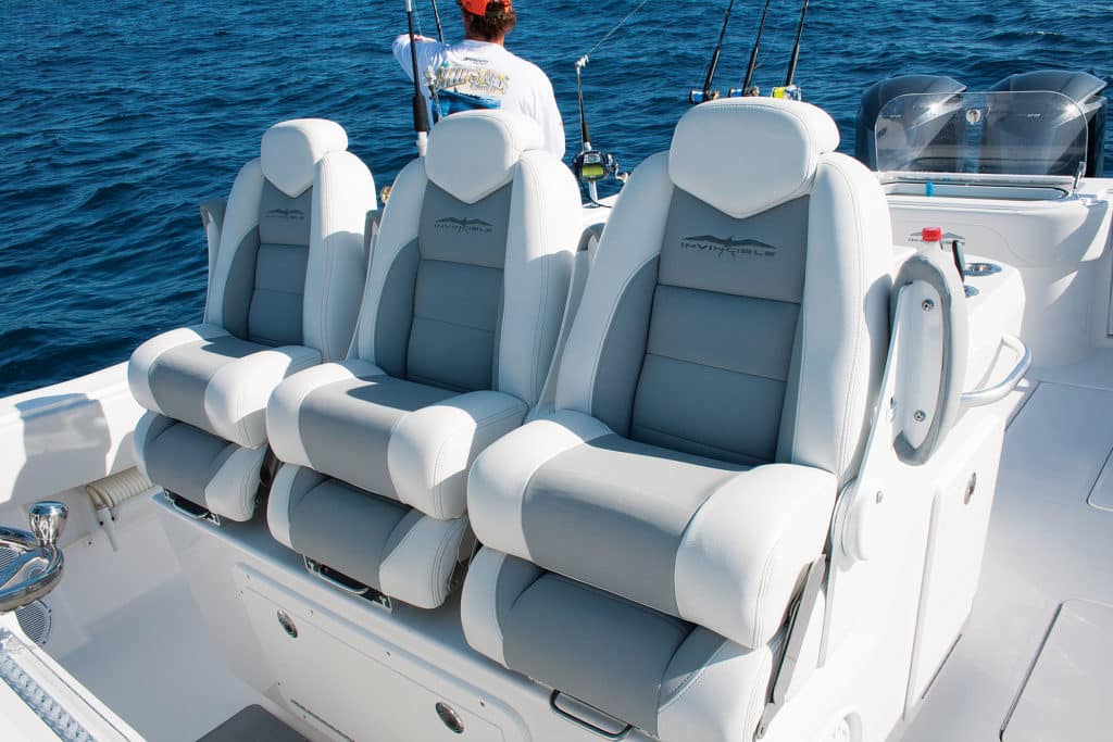 boat seats with marine-grade vinyl upholstery
